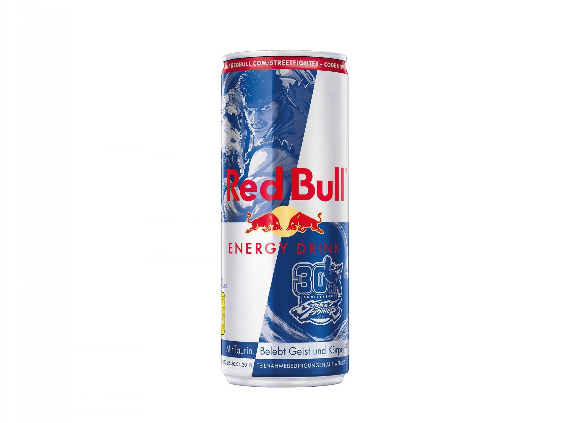 Red Bull Dose mit 30 JährigesStreet FighterJubiläum Design
