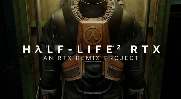 Das Half-Life 2 RTX Projekt überarbeitet des Shooter Klassiker Grundlegend. Auf dem Bild zu sehen ist eine überarbeitete Version von Gordon Freemans Anzug mit dem Schriftzug des Remaster Projekts.