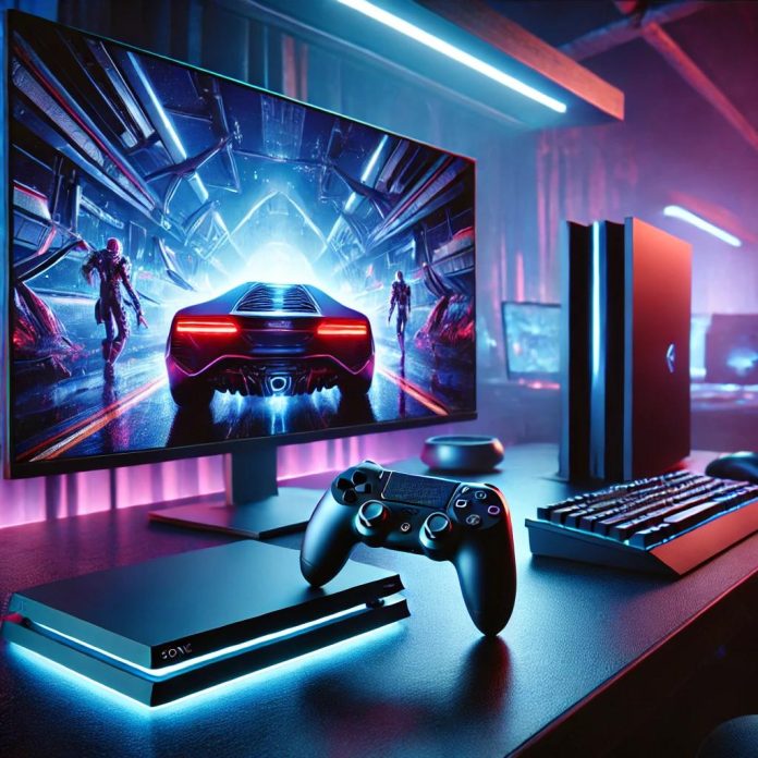 Gaming-Setup mit Neon-Lichter