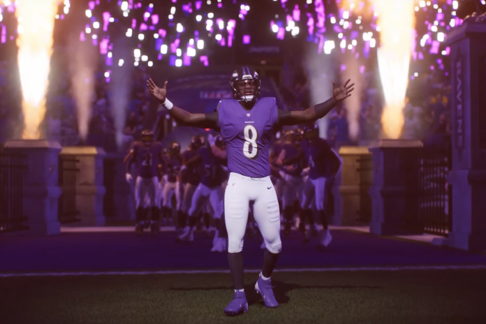 Ein Bild aus dem Madden 26 Trailer, welches den Star der Baltimore Ravens zeigt.