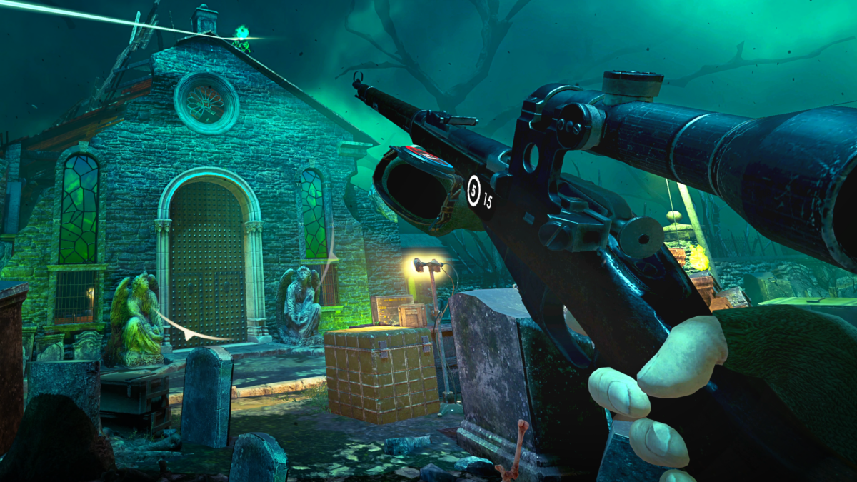 Bewaffneter Deadhunter aus dem Spiel Zombie Army VR