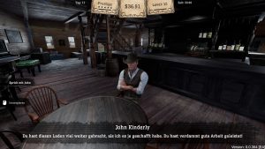 John sitzt in einem Saloon und bespricht mit uns die nächste Quest.