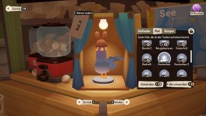 Eine Taube mit einem Hasenhut.