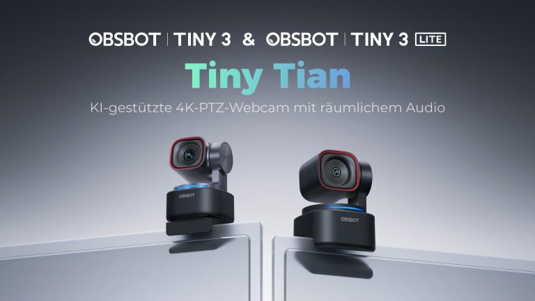 OBSBOT Tiny 3: 4K-PTZ-Webcam mit Spatial Audio & AI Tracking 2.0