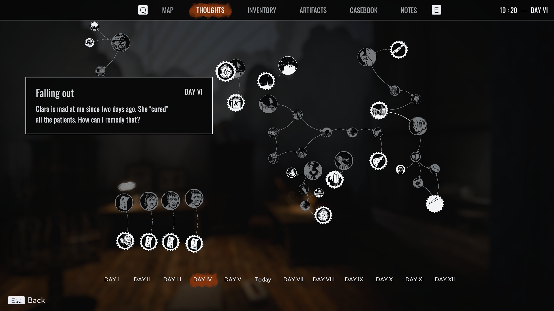 Reisemenu aus dem Spiel Pathologic 3