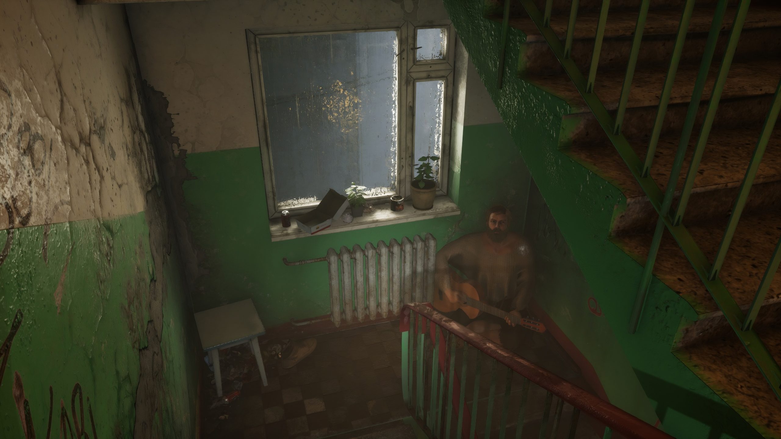 Treppenhaus zu Beginn der Handlung in Ebola Village