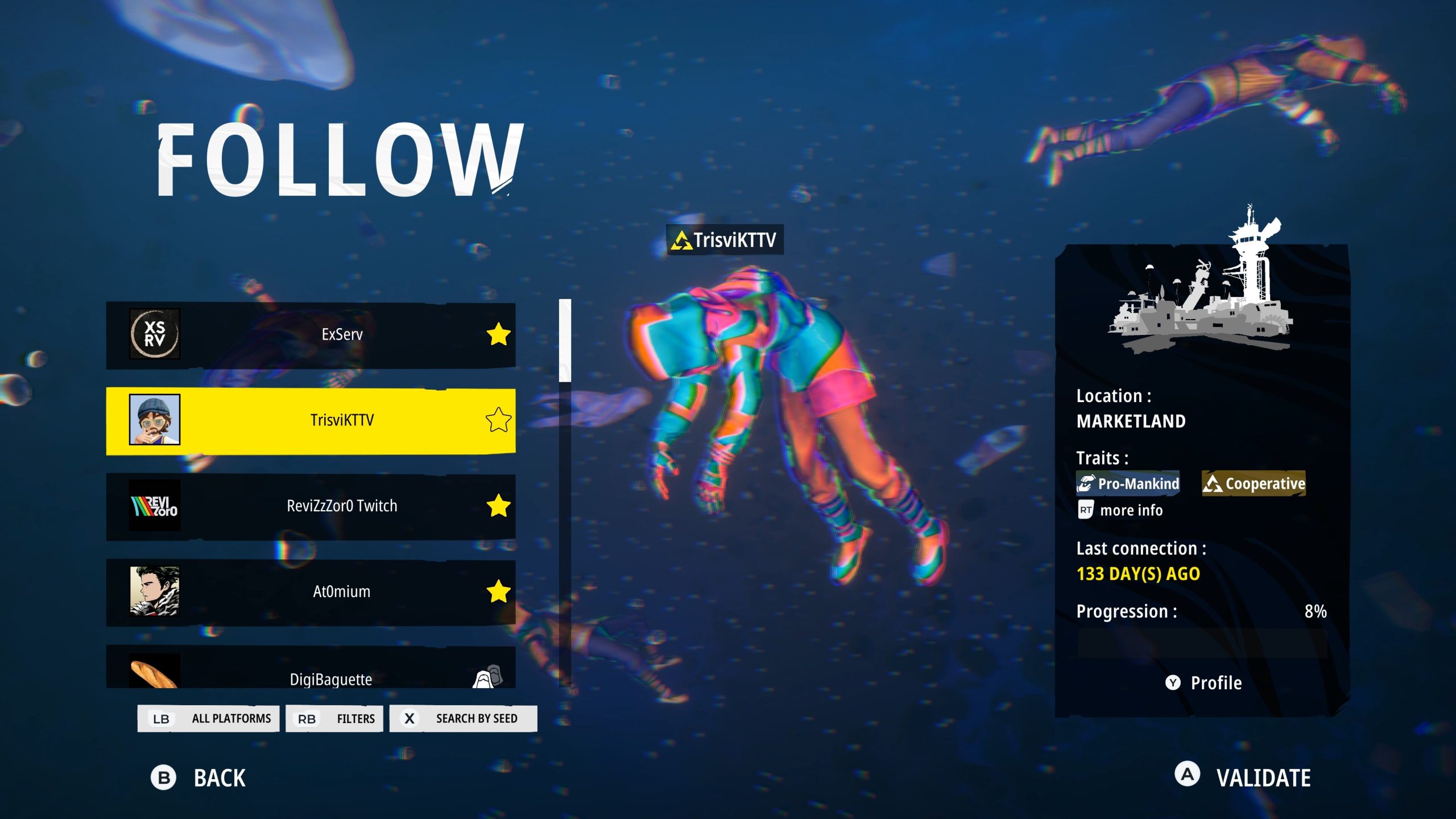 Seeds-menu aus dem Spiel Tides of Tomorrow