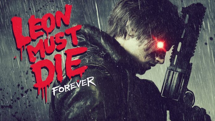 Epische Darstellung von Leon S. Kennedy mit den Worten "LEON MUST DIE forever"