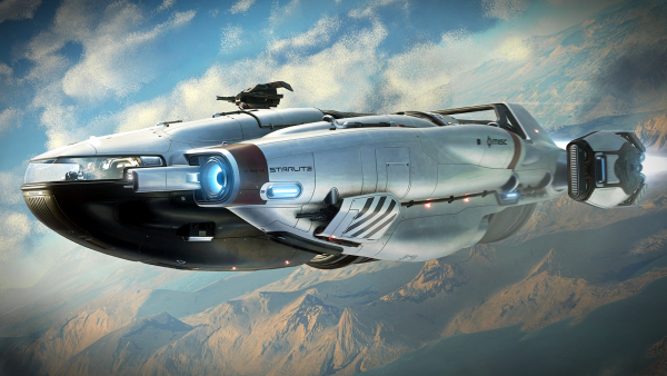 Star Citizen Starlite flying over mountains