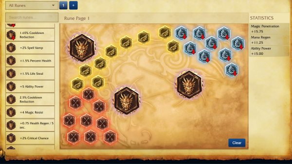 Das Bild zeigt eine Runenseite aus League of Legends Classic.